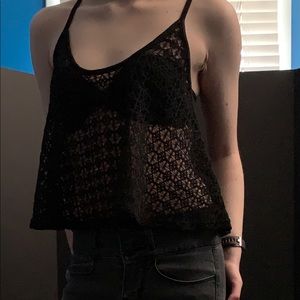 PINK Black tank top